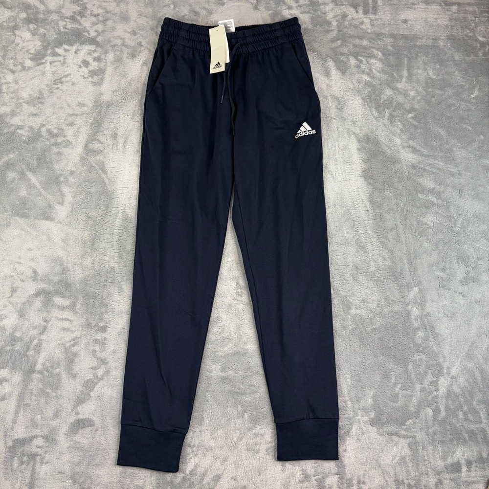 ADIDAS Essentials Jersey Cuffed Jogger Pants Mens Size Small Blue IC9418 NEW